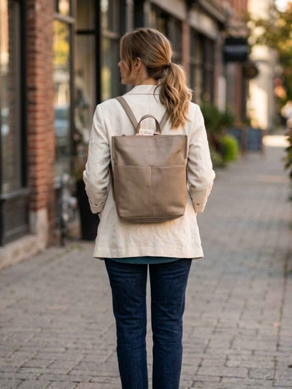 Roots Taupe Vegan Leather Backpack